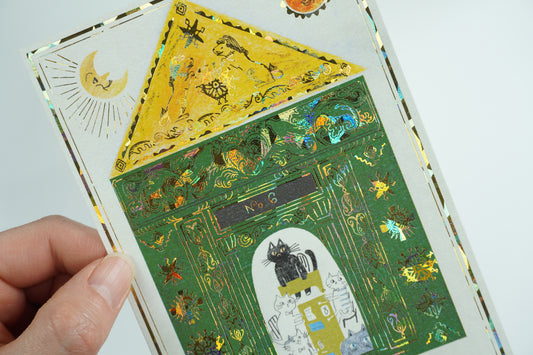 Goldgeprägte Postkarte "Kenji Miyazawa - Das Katzenbüro" - Shinzi Katoh