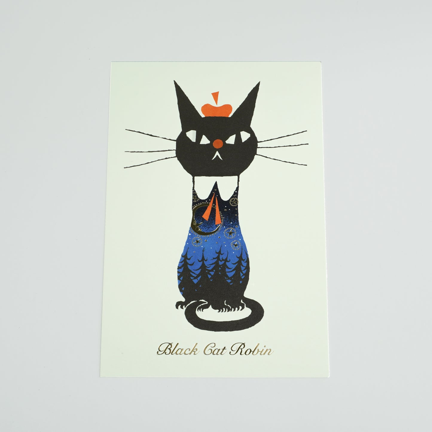 “Night Forest” Foil-Stamped Postcard – Kuroneko Design