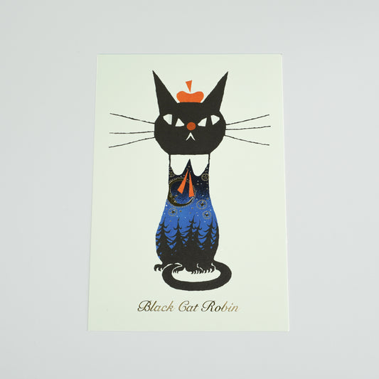 Goldgeprägte Postkarte "Nachtwald" - Kuroneko Design
