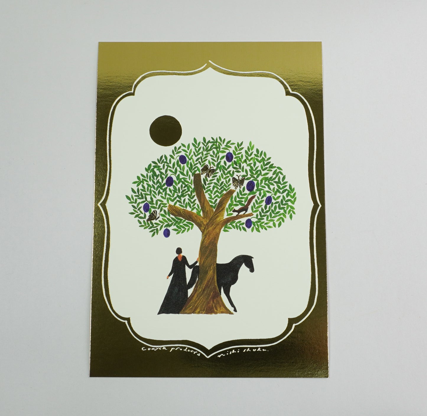 Goldgeprägte Postkarte "tree/gold" - Nishishuku Serie
