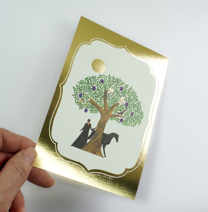 Goldgeprägte Postkarte "tree/gold" - Nishishuku Serie