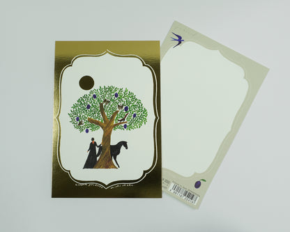 Goldgeprägte Postkarte "tree/gold" - Nishishuku Serie