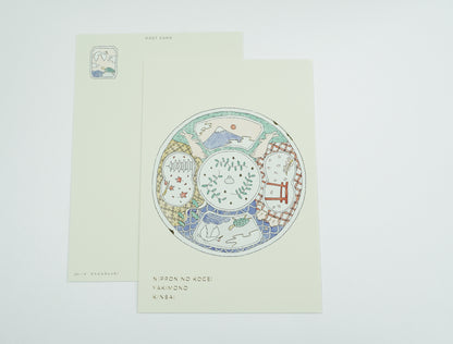 Goldgeprägte Postkarte "Japanisches Geschirr - Kinsai" - Kanone Serie