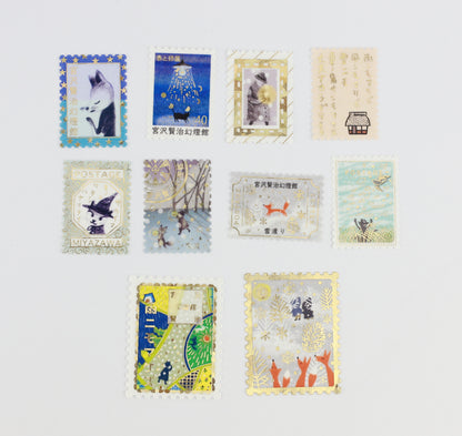 Flake Sticker "Unbesiegt vom Regen / Schneewanderung / Frühling und Asura" - Kenji Miyazawa Kirapika Serie