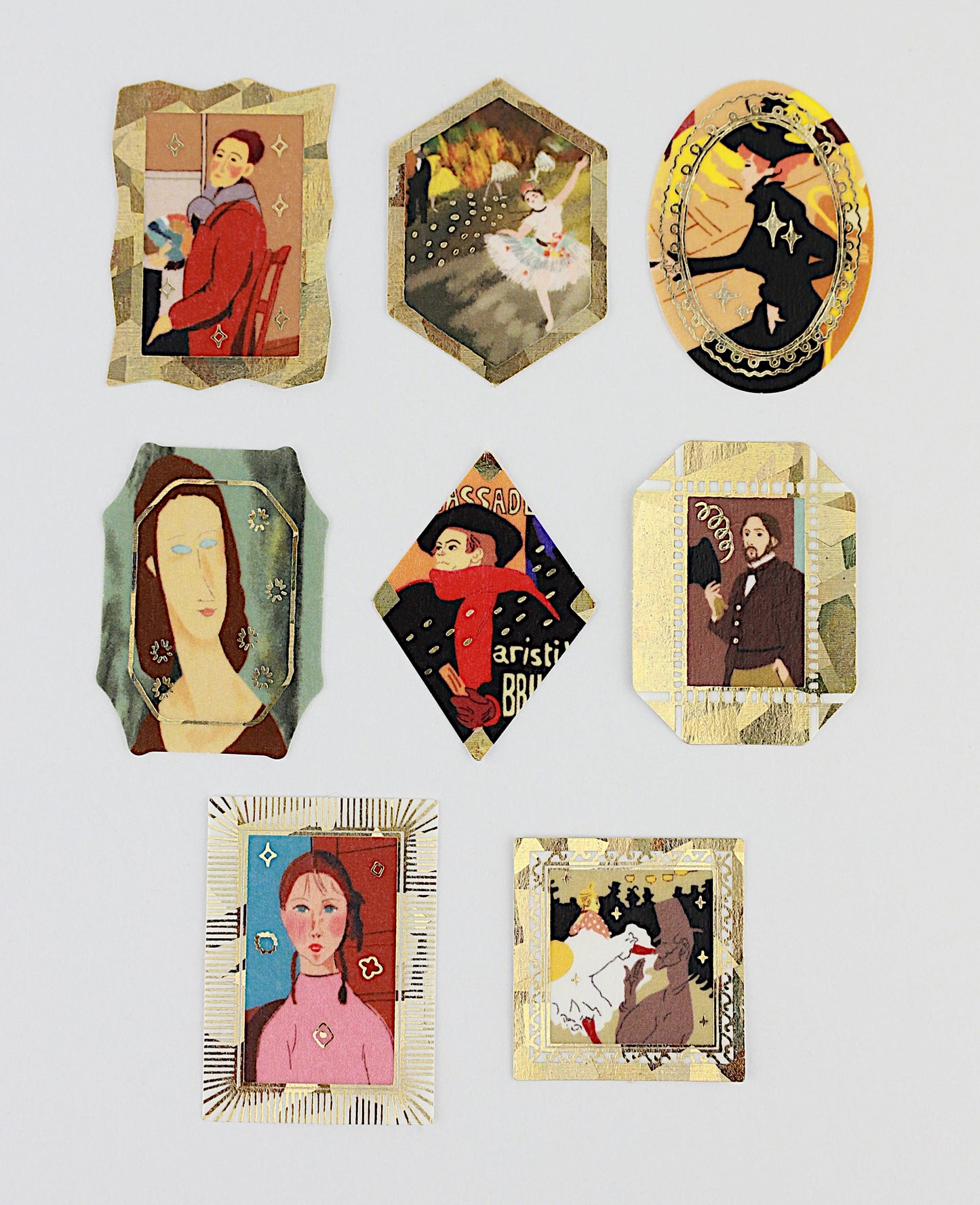 Flake Sticker Klassische Kunst-Kollektion "Modigliani, Degas & Toulouse-Lautrec" - Kirapika Serie